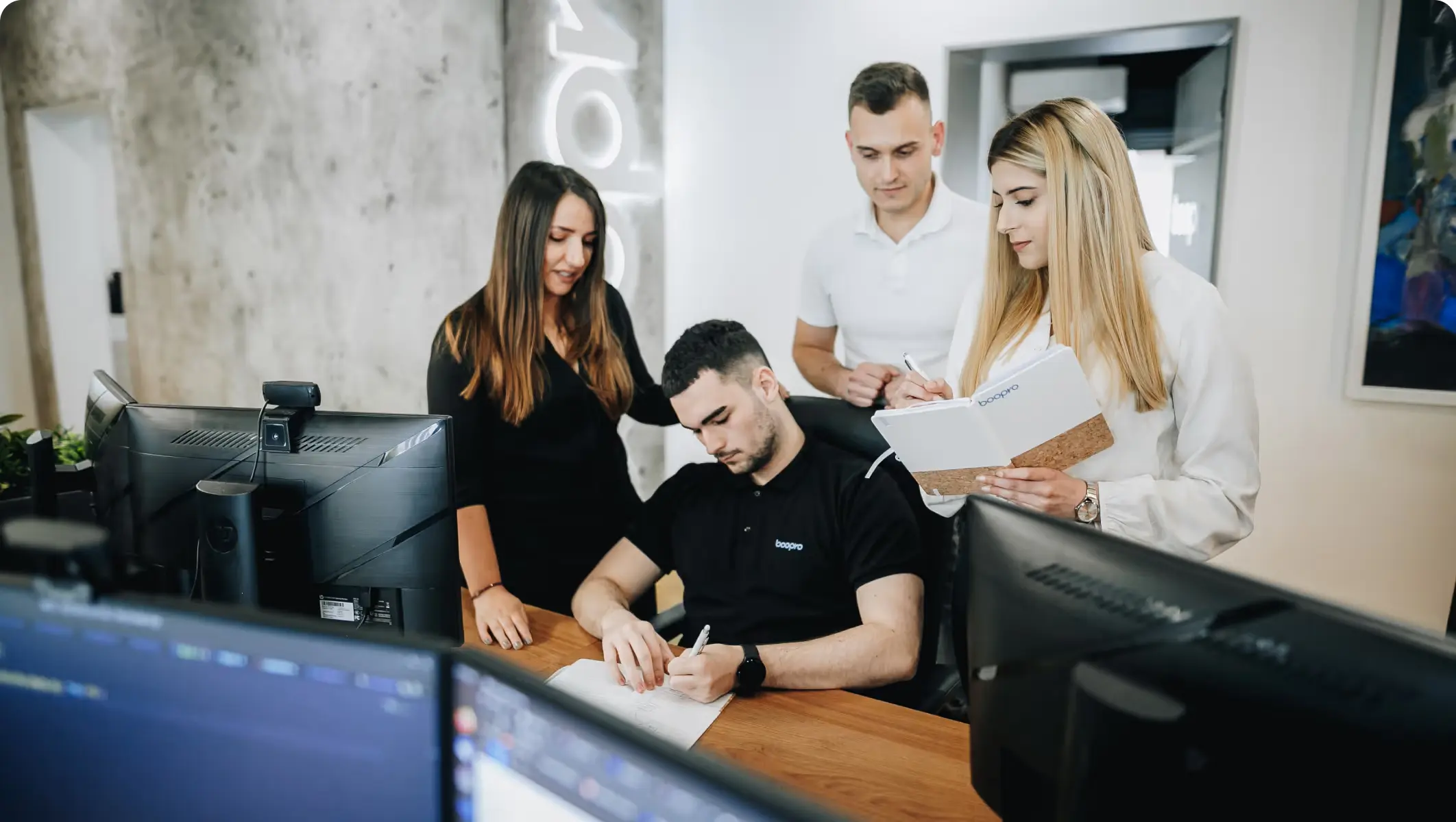 Software developers working together on a project
